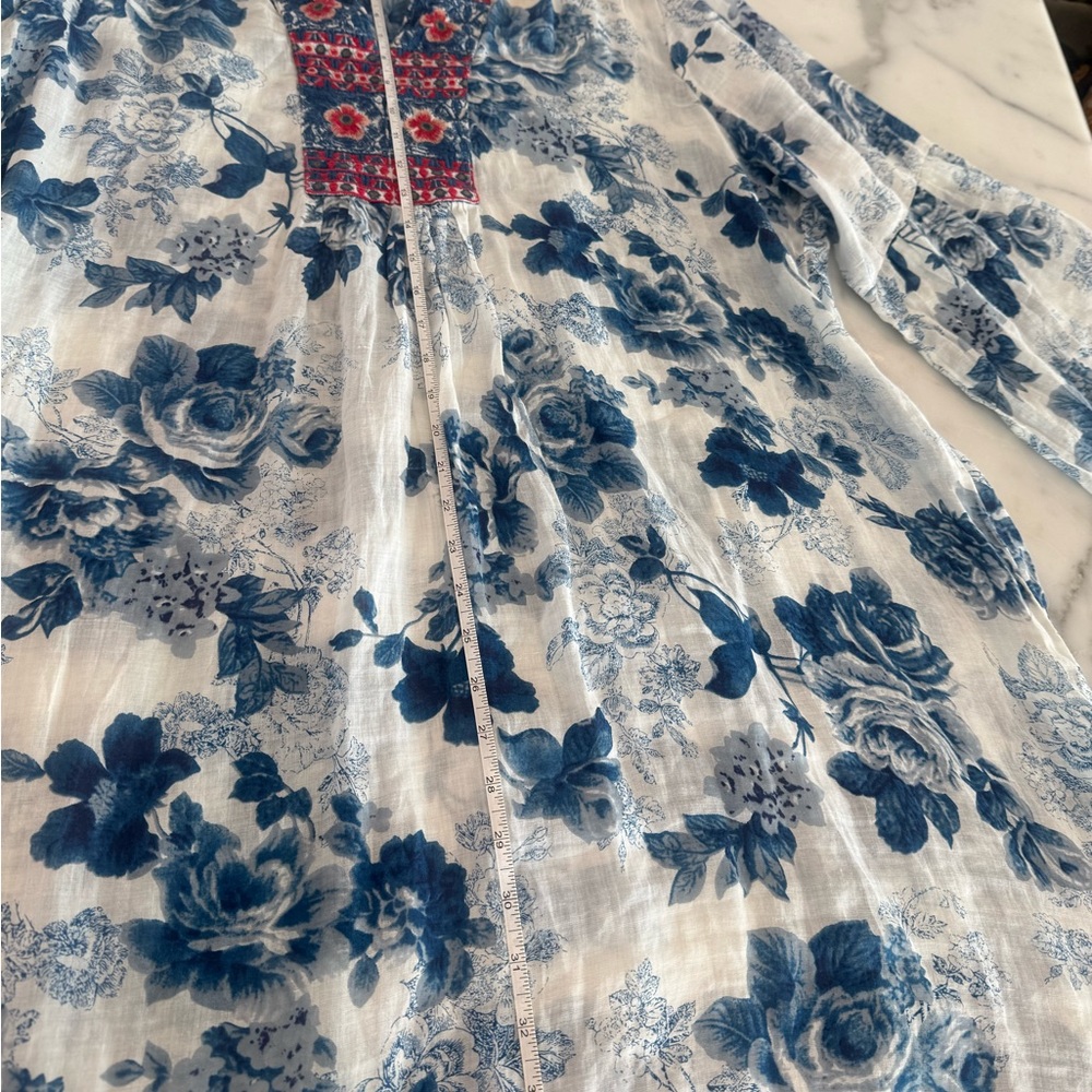 Johnny Was Blue and White Floral and Embroidery Dress - Picture 12 of 12